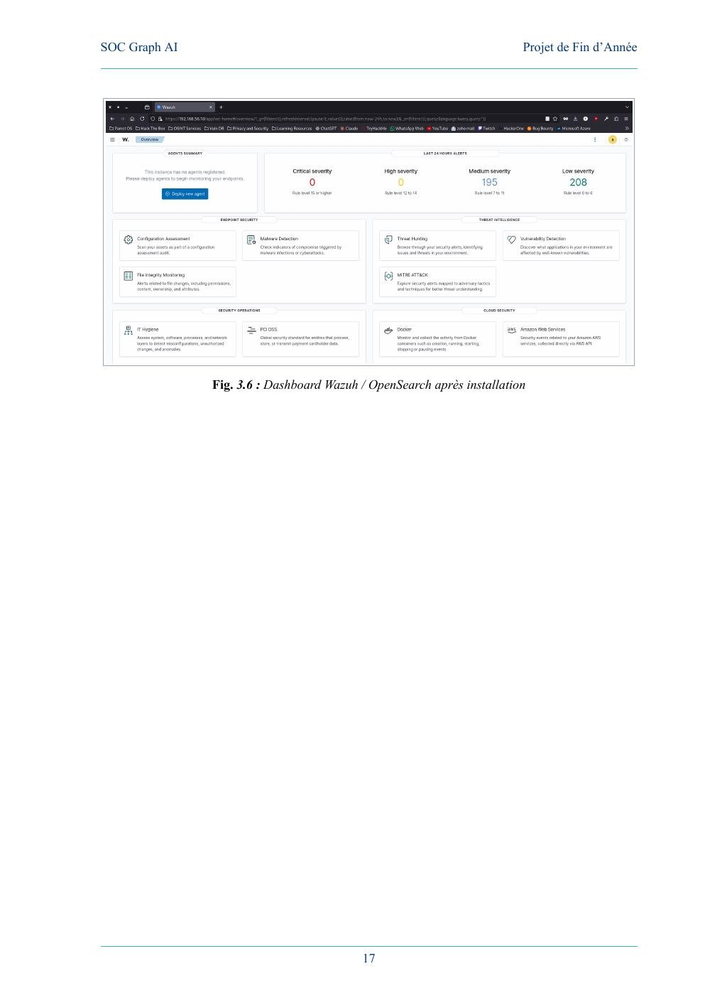 Wazuh dashboard after installation